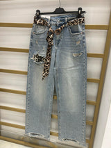 JEANS CINTURA LEOPARDATA