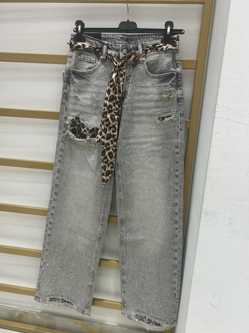 JEANS CINTURA LEOPARDATA