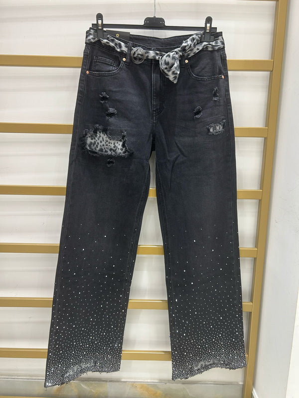 JEANS CINTURA LEOPARDATA