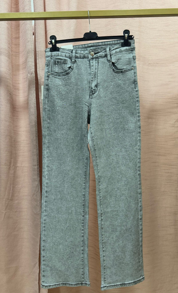 JEANS CURVY GRIGIO STRASS